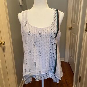 White House Black Market White Geometric Tank Top